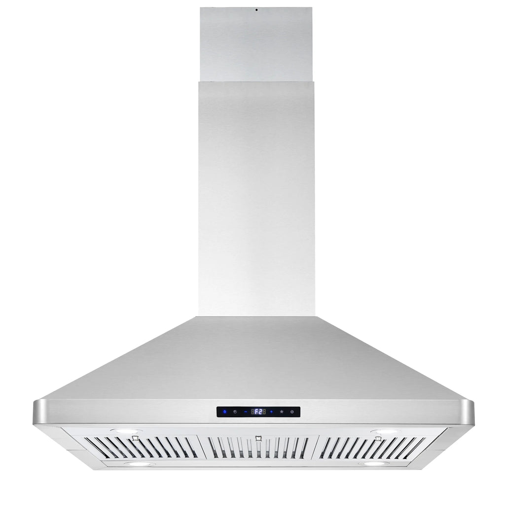 Cosmo 5 Piece Kitchen Appliance Package with 36" Freestanding Gas Range 36" Island Range Hood 24" Built-in Fully Integrated Dishwasher French Door Refrigerator & 48 Bottle Wine Refrigerator