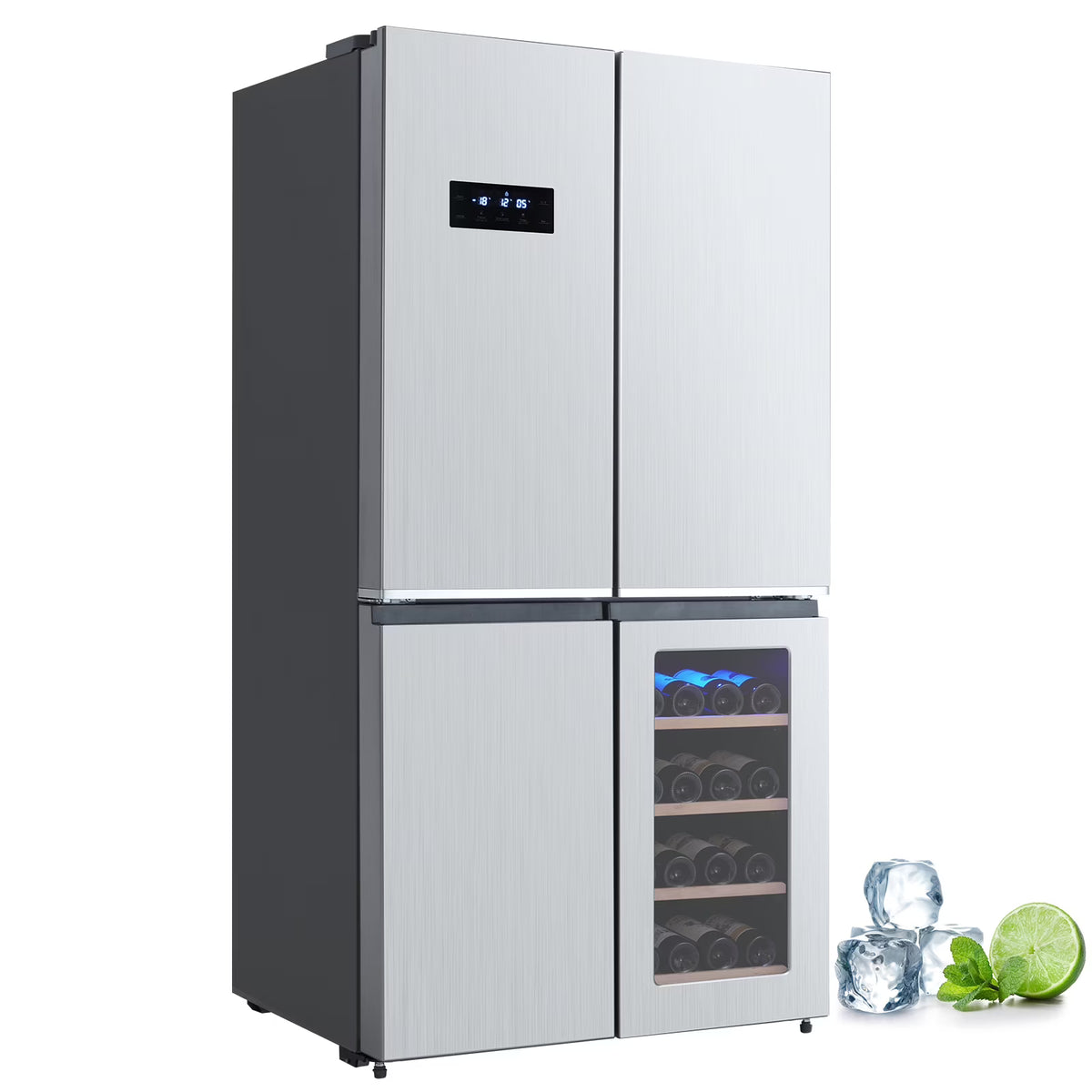 Refrigerator Colorful Stainless-Steel Fridge 595L With Wine Cabinet