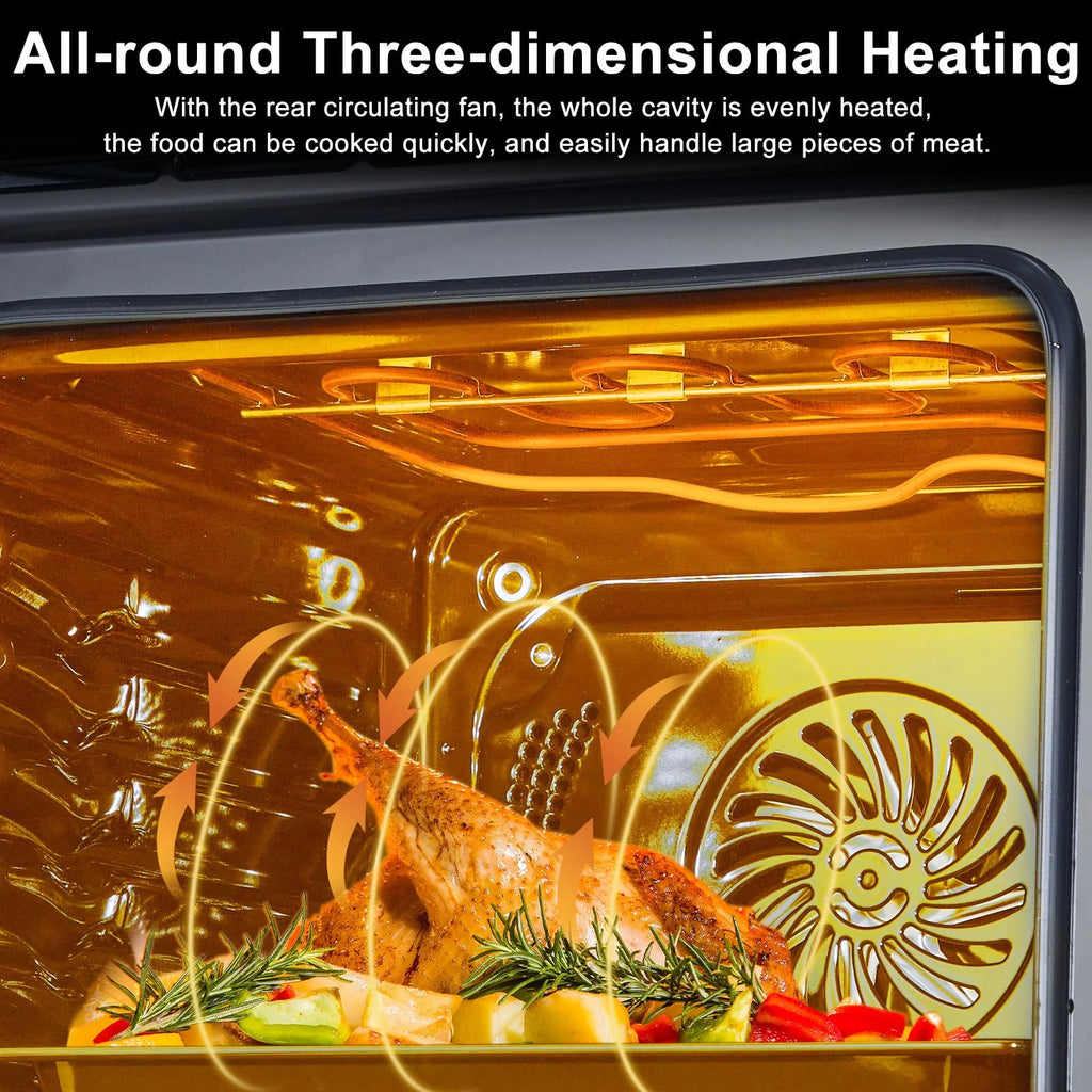 Huisuilinss 24" Single Wall Oven,Built-in Electric Ovens,240V,3000W, 2.5Cu.Ft,70L Capacity,Convection Wall Oven in Stainless Steel, Touch Control, Timer, Safety Lock