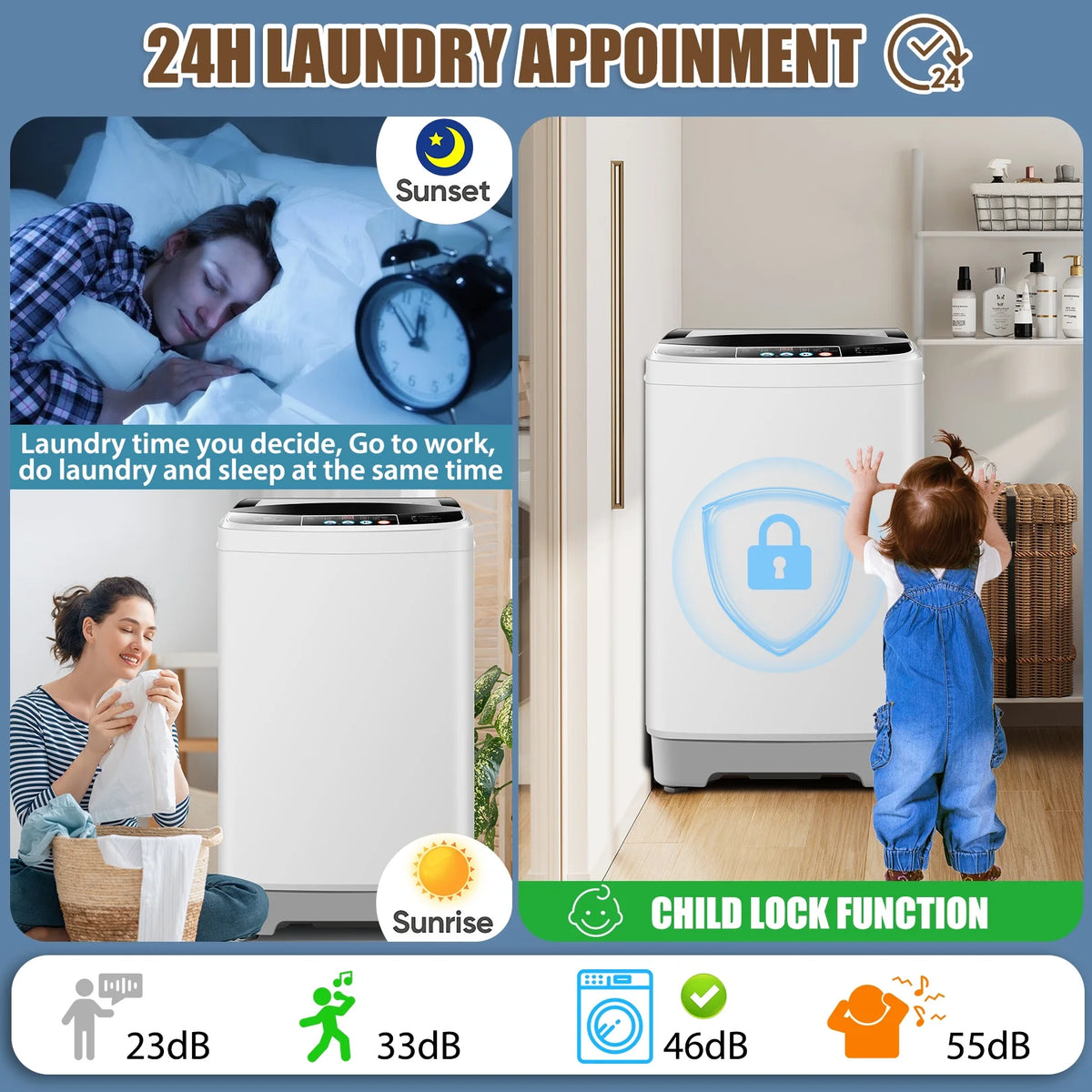 Veeboto 17.8lb Full Automatic Washing Machine, Compact Washing Machine with Drain Pump, Power Motor 20-Mins Quick Wash, LED Display, Washer and Dryer Combo Low Noise for Apartment Dorm Household