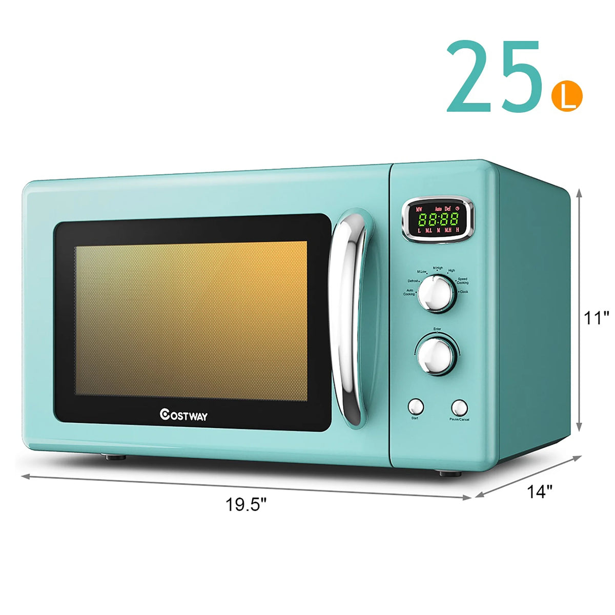 Costway 0.9Cu.ft. Retro Countertop Compact Microwave Oven 900W 8 Cooking Settings White