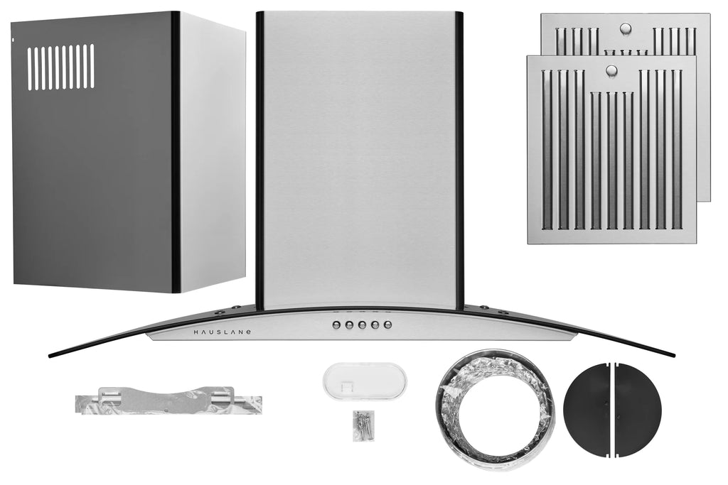 Hauslane WM-600SS-30 30 in. Convertible Stainless Steel Wall-Mounted Range Hood with Charcoal Filter