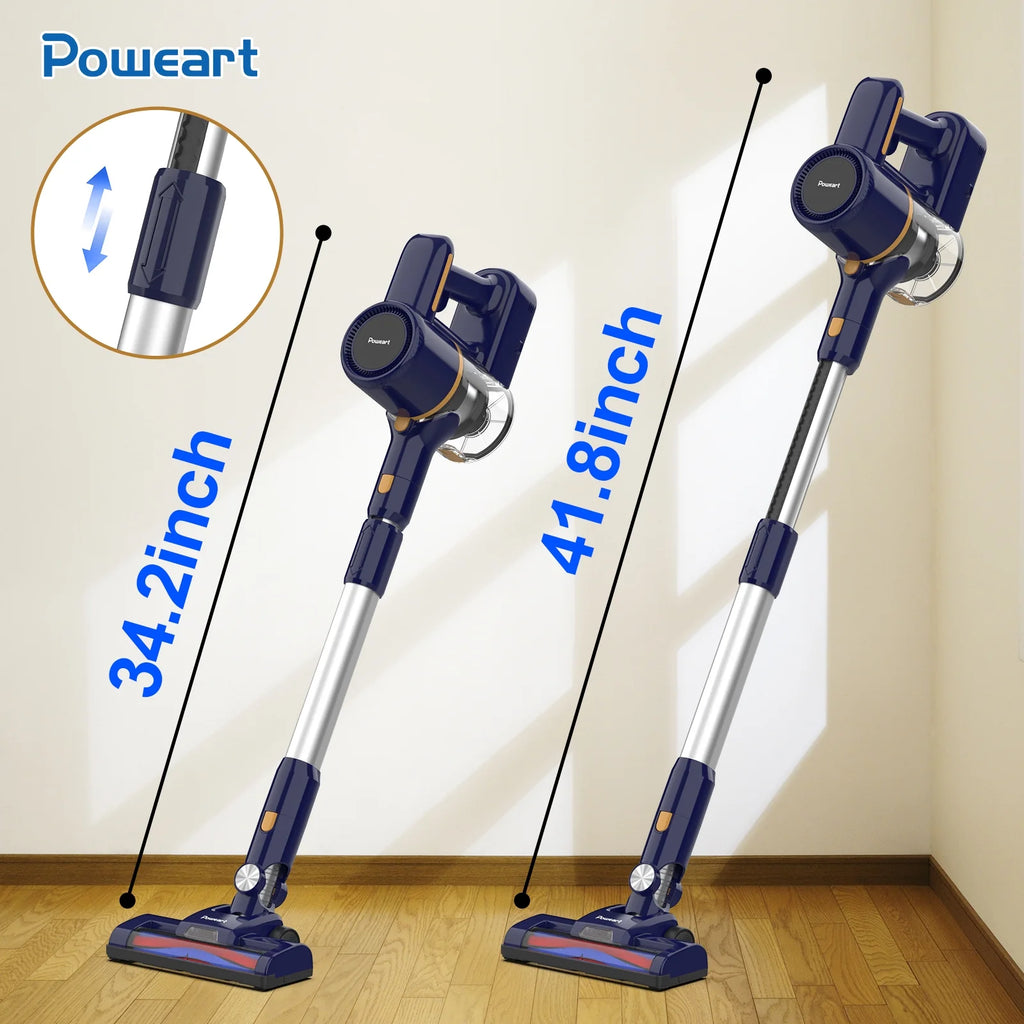 POWEART Lightweight Cordless Vacuum Cleaner 30kPa 55min Runtime, Cordless handheld Vacuum Cleaner for Carpet Floor,Hard Floor and Pet Hair