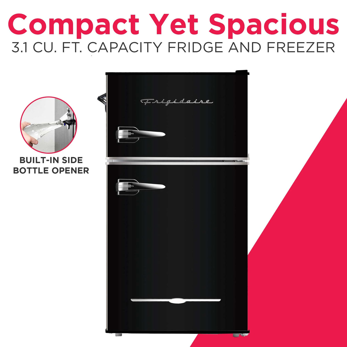 Frigidaire Retro 3.1 Cu ft Two Door Compact Refrigerator with Freezer, Red