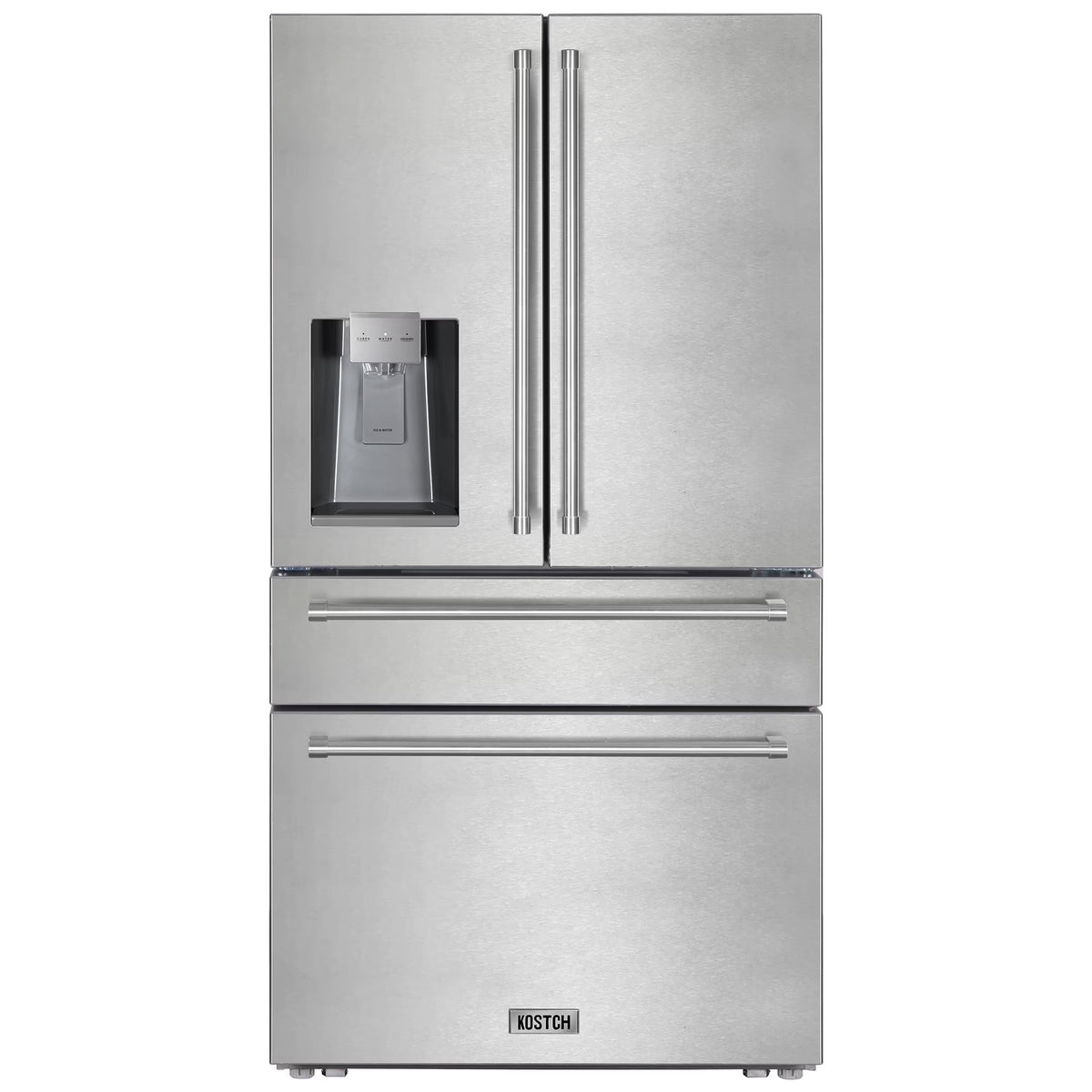 KOSTCH Counter-Depth 21.6-cu ft 4 -Door French Door Refrigerator with Ice Maker with Water and Ice Dispenser ( Stainless steel ) ENERGY STAR Certified