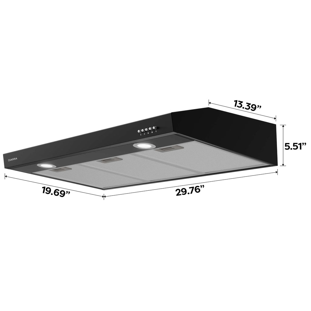 CIARRA Range Hood 30 inch Under Cabinet Ductless Ducted Convertible Slim Stove Vent Hood CAS90575