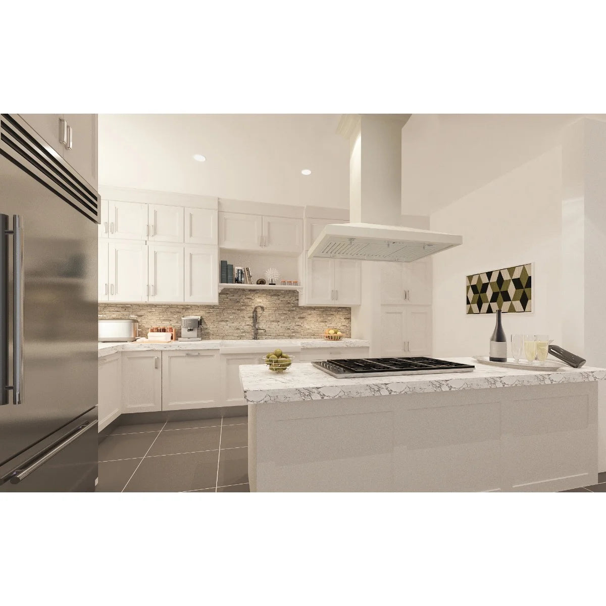 ZLINE 30 in. Wooden Island Mount Range Hood in White - Includes 760 CFM Motor
