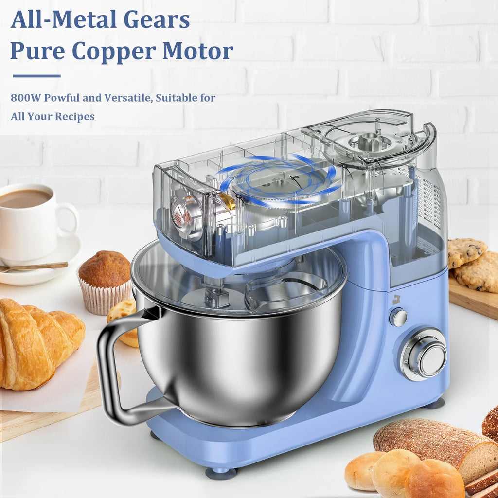 LINKChef Stand Mixer, 5.3QT 800W 6+P Speeds with Whisk, Dough Hook and Beater (White)