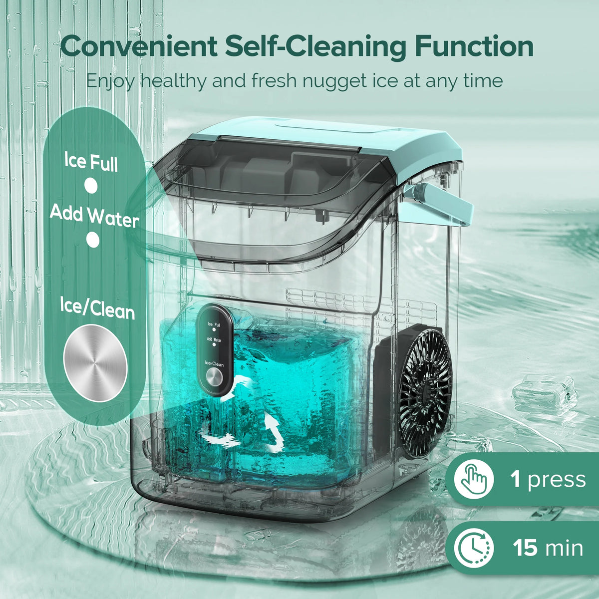 KISSAIR Nugget Ice Maker Countertop with Soft Chewable Pellet Ice, Portable Ice Machine with Handle, 35lbs/24H, Grey