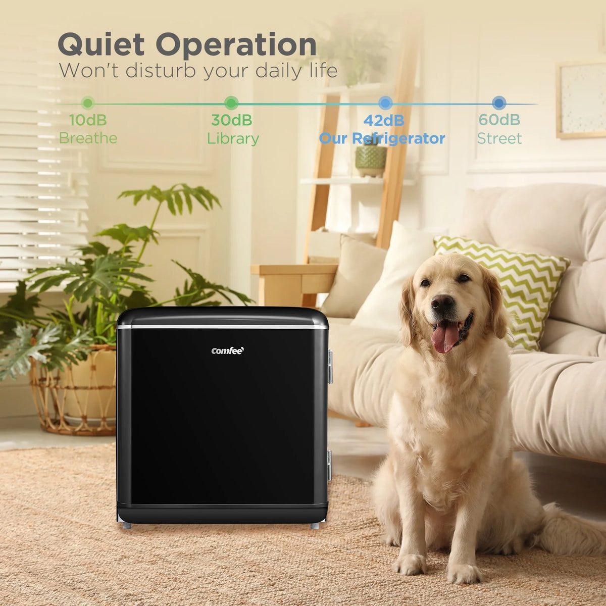 Comfee' 1.7 Cu.Ft Mini Fridge, Compact Retro Refrigerator, Energy Saving, Low Noise, Adjustable Thermostat, Single Door Small Fridge with Chiller Box for Bedroom, Office