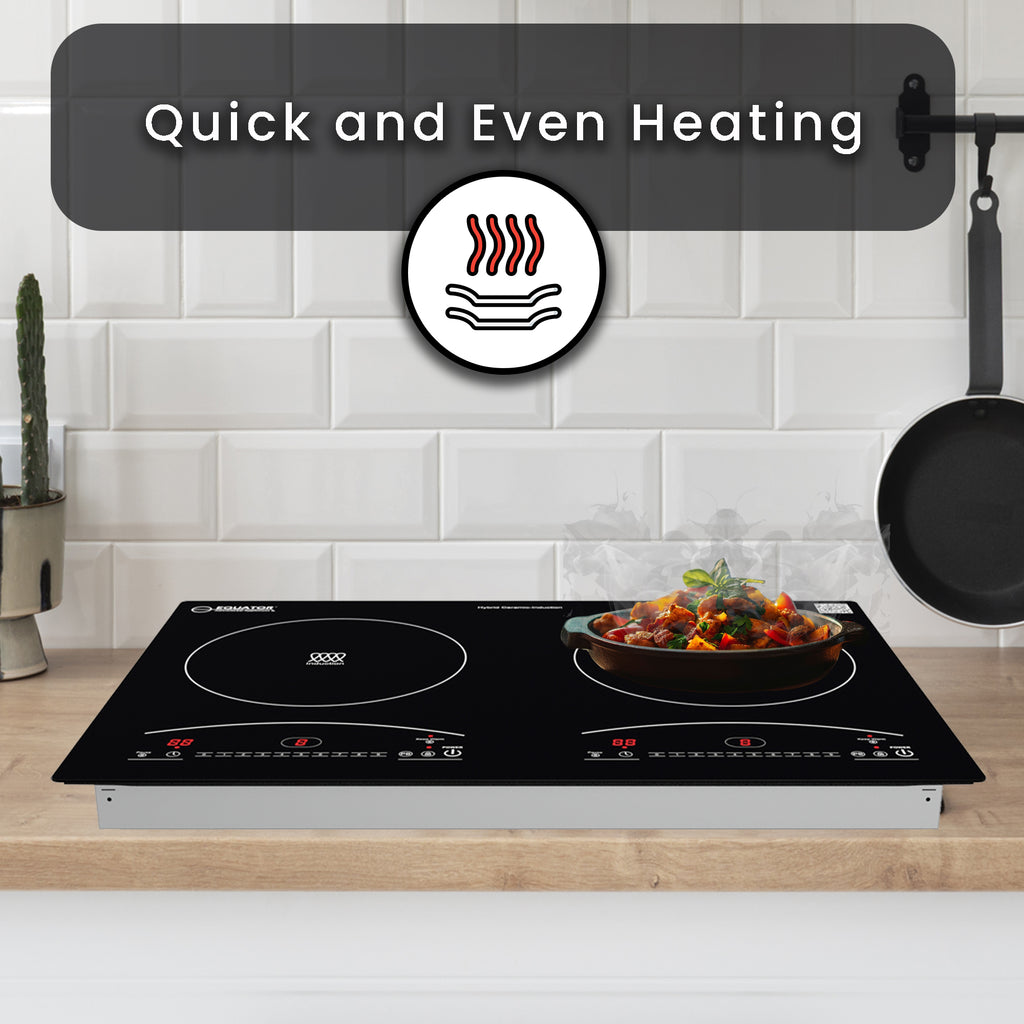 Equator 20" Electric Hybrid CERAMIC-INDUCTION 2 Burner Cooktop with 9 Power 110V