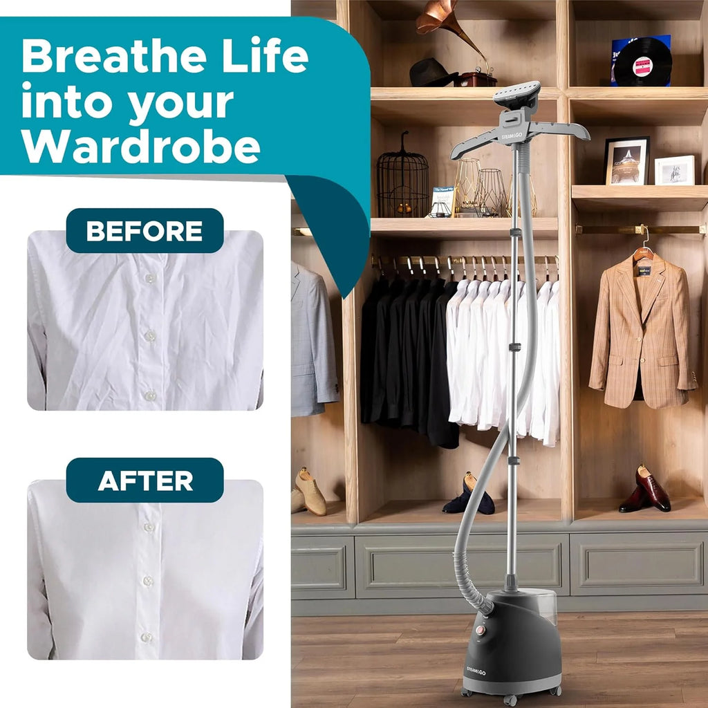 Steam & Go The Rival Clothing Steamer Foldable Standing Steamer for Clothes, Black