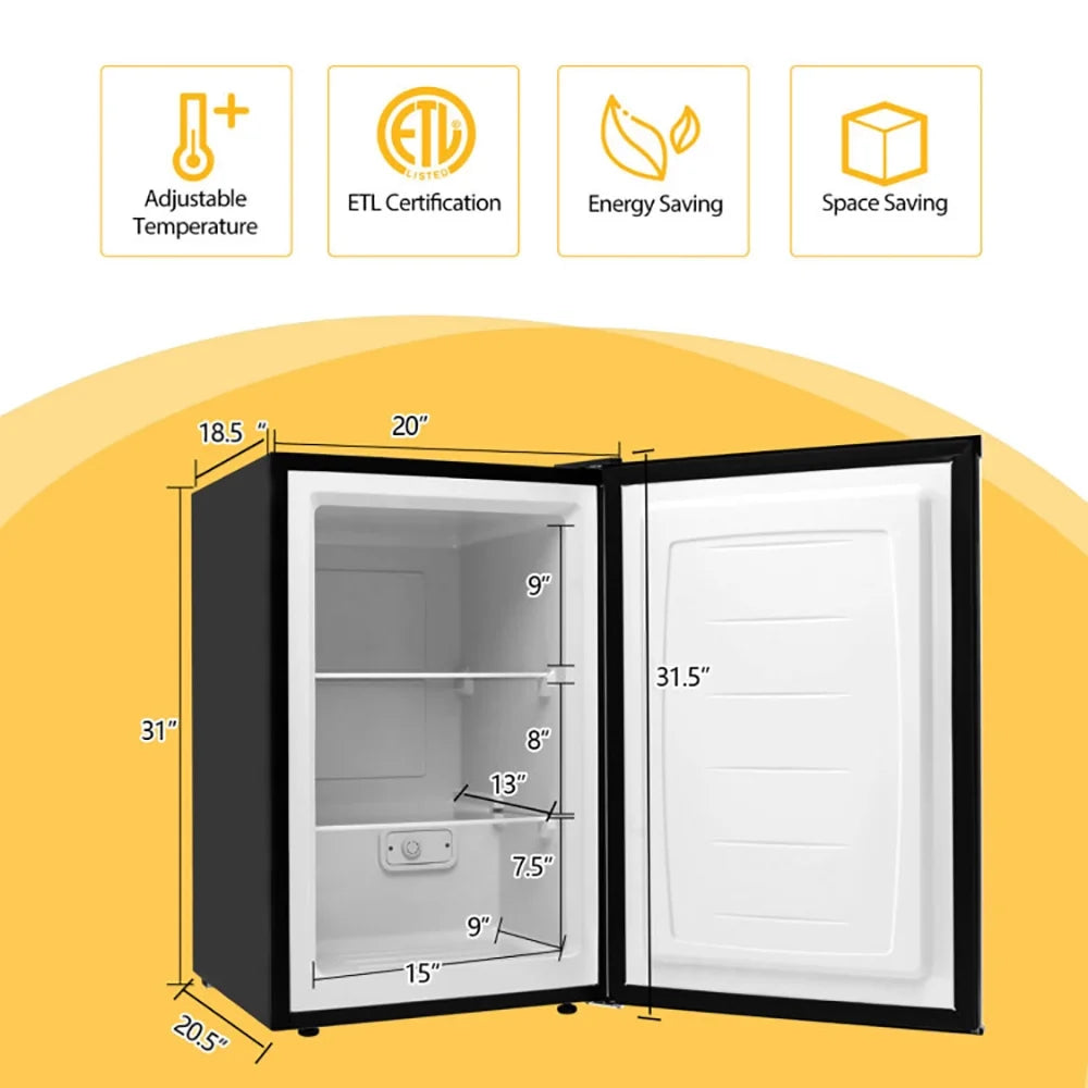 Spaco 3 Cubic Feet Compact Upright Freezer with Stainless Steel Door, Compact Refrigerator for Dorm, Office, Bedroom
