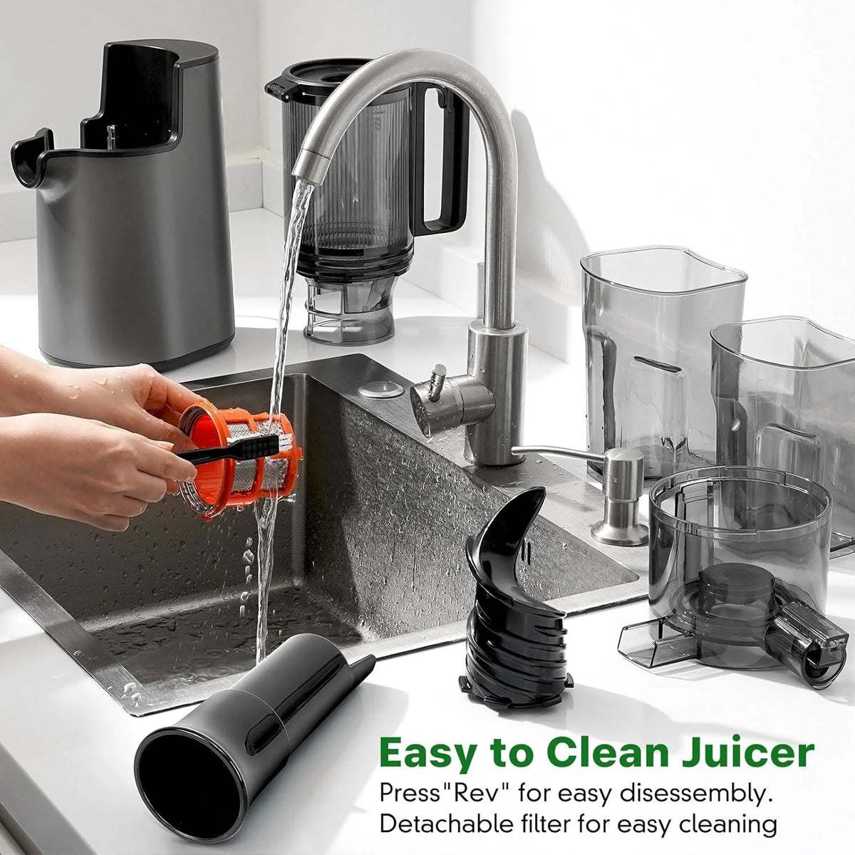 YPONE Cold Press Juicer, Masticating Juicer with 5.4" Wide Feed Chute, 350w Slow Juicer Machines Fit Whole Vegetables and Fruits,Juice Extractor Machine with High Juice Yield, Easy to Clean(Black)