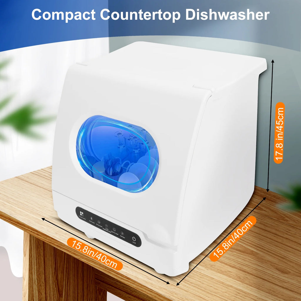 Portable Countertop Dishwasher, 5 Washing Programs and High Temperature ,White