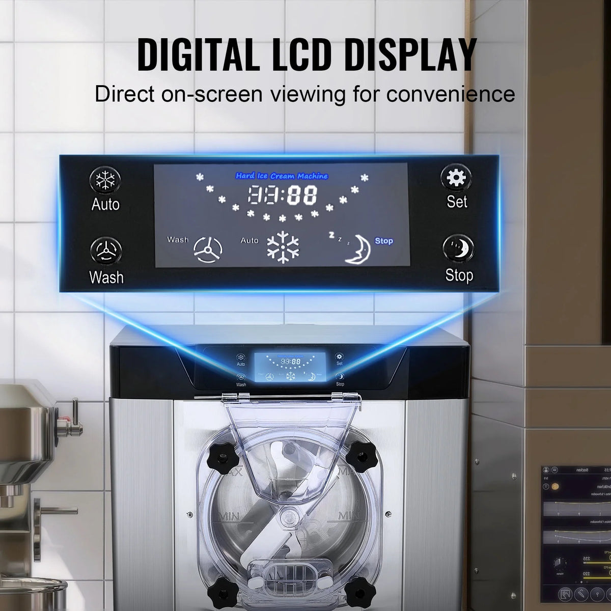 KFFKFF Commercial Hard Serve Ice Cream Machine Maker with a Yield of 12 Liters per Hour for Single Flavor