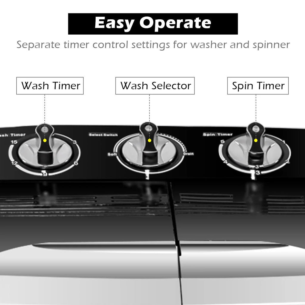 Gymax Compact Mini Twin Tub 8lbs Washing Machine Washer Spinner