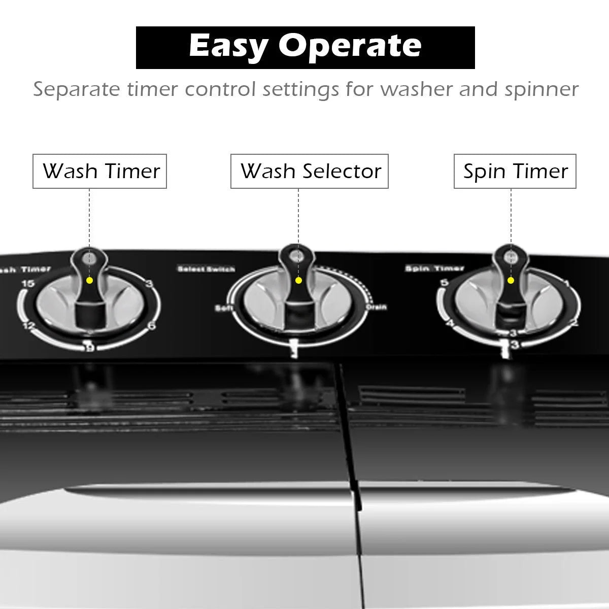 Gymax Compact Mini Twin Tub 8lbs Washing Machine Washer Spinner