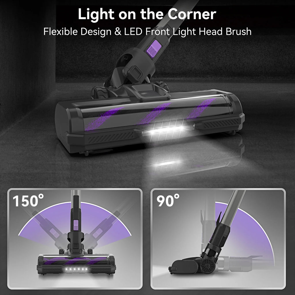 INSE Cordless Vacuum Cleaner, 6-in-1 Stick Vacuum with 26Kpa 350W Suction, Max 50 Min Runtime Rechargeable Vacuum Cleaners for Hard Floor Pet Hair