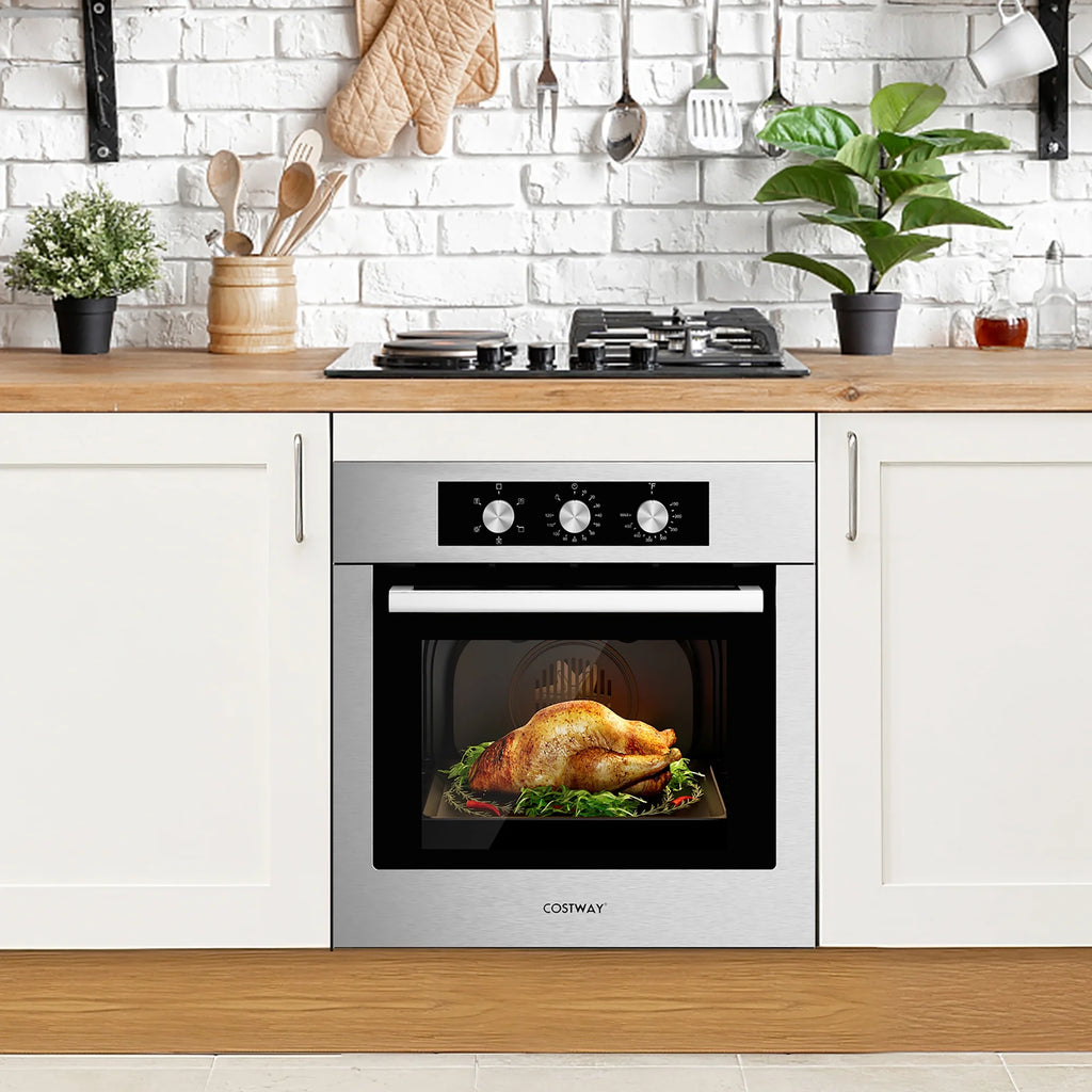 Costway 24'' Single Wall Oven 2.47Cu.ft Built-in Electric Oven 2300W w/ 5 Cooking Modes