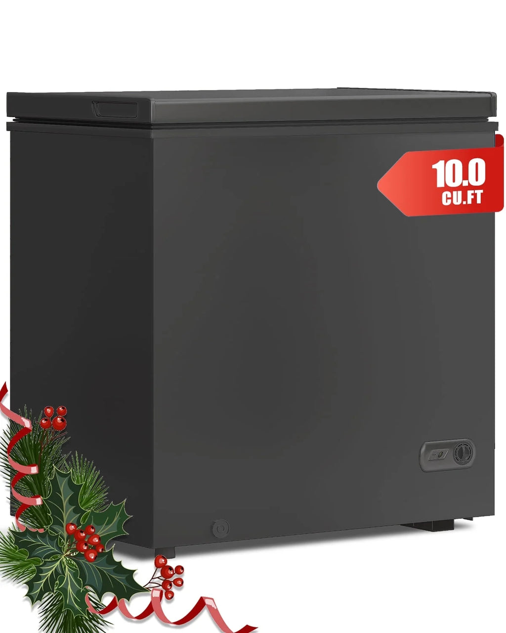 DISHUP 10.0 Cu.Ft Chest Freezer, Small Deep Freezer with Removable Basket, Adjustable Temperature, for Home/Office/Garage/Bar