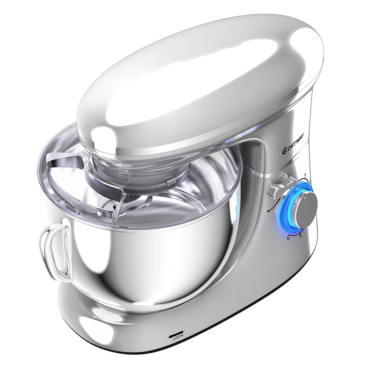 Costway 6.3 QT Tilt-Head Food Stand Mixer 6 Speed 660W wIth Dough Hook, Whisk & Beater Black