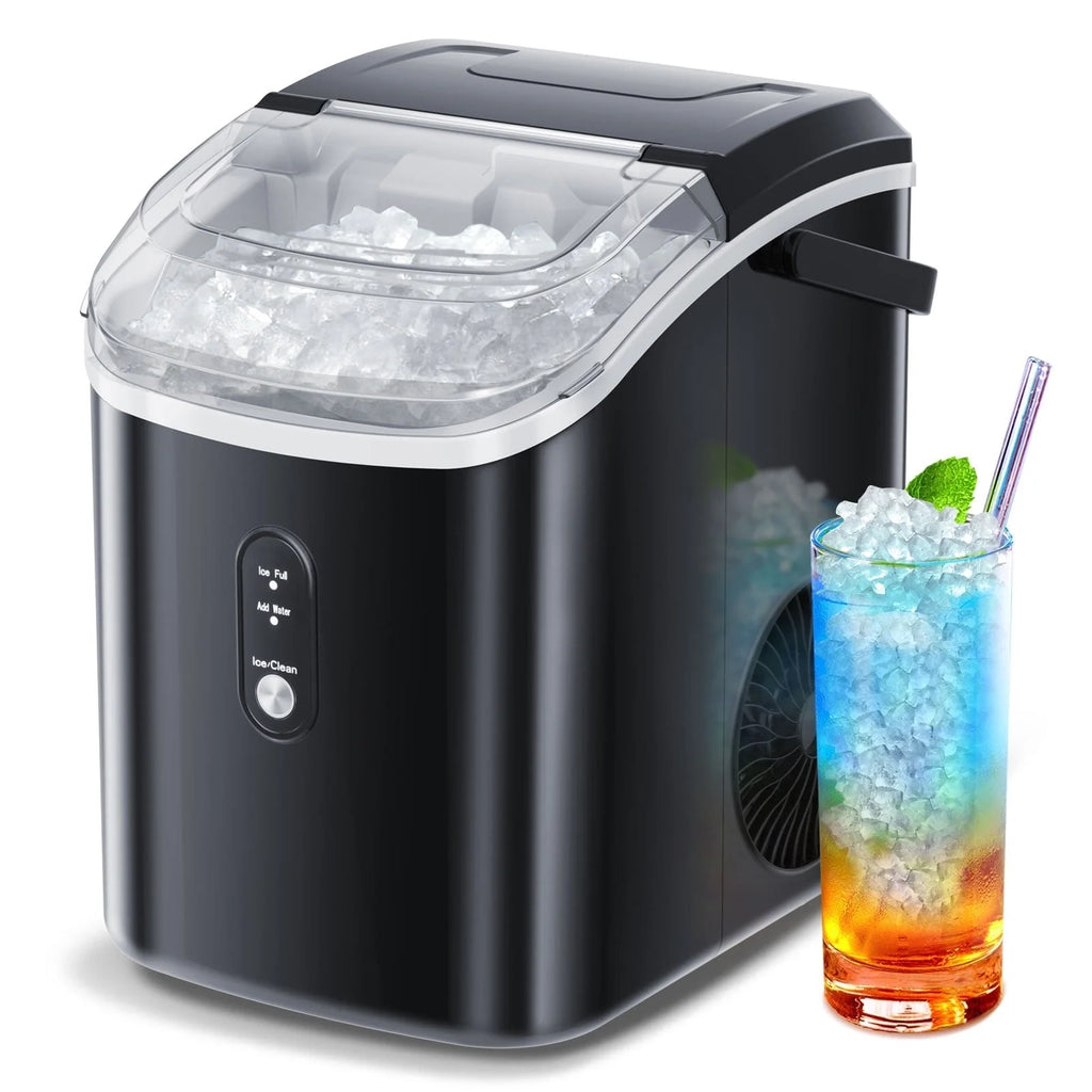 Auseo Nugget Ice Maker Countertop,  Ready in 6 Mins ,35Lbs Each  day with Self-Cleaning,Portable Sonic  Ice Machine  for Home/Office/Bar, Black