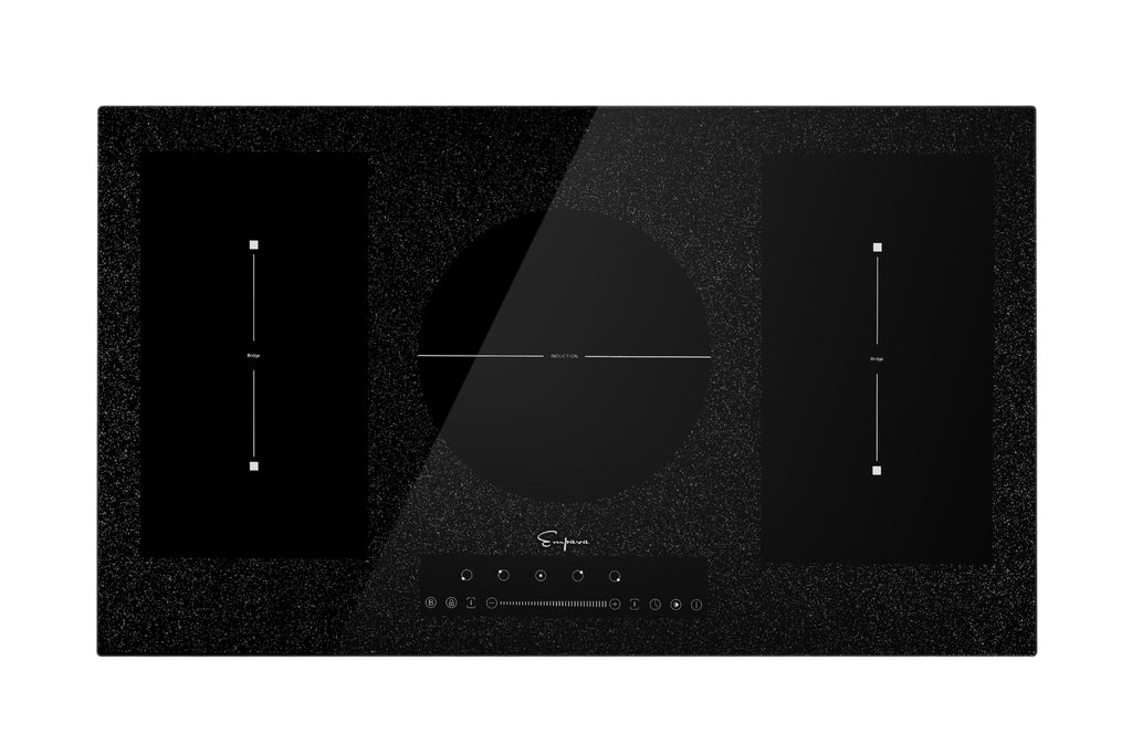 Empava 36 inch Built-in Electric Stove Induction Cooktop with 5 Booster Burners Including 2 Flexi Bridge Element in Black