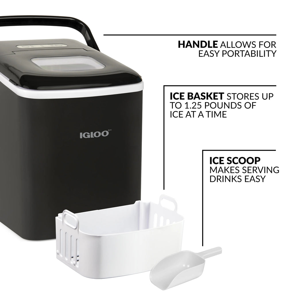 Igloo Handled Automatic Ice Machine Self Cleaning Countertop Ice Maker with Scoop, Aqua
