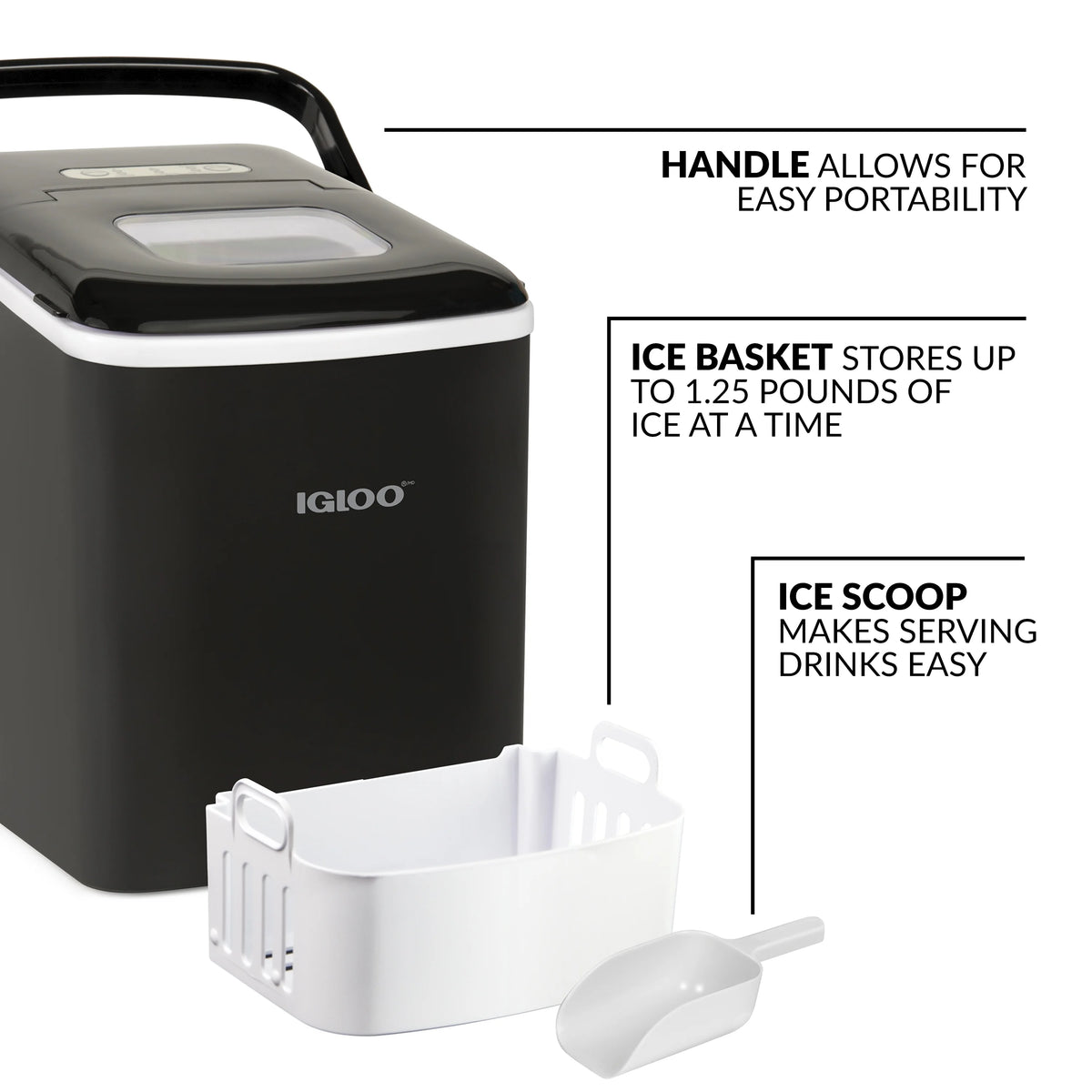 Igloo Handled Automatic Ice Machine Self Cleaning Countertop Ice Maker with Scoop, Aqua