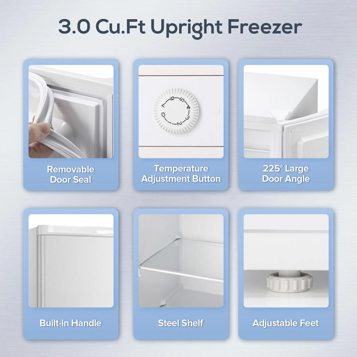 Auseo 3 Cu.ft Single Door Freezer, Compact Mini Freezer with Reversible Door for Kitchen, Apartment, Basement, Dorm, Black