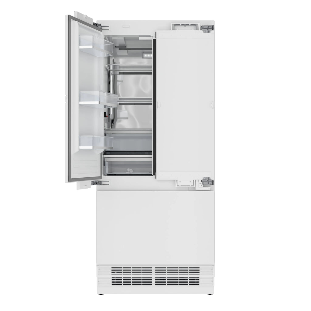 36 In. Panel Ready French Door Refrigerator With Ice maker, water dispenser, Frost Free . 19.6 total cubic feet