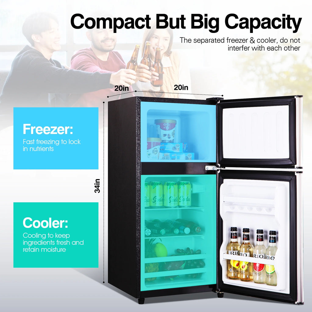 GGTB Retro Compact Two Door Refrigerator, Black, 3.0 Cu ft