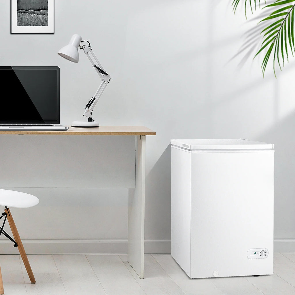 Moifoi 3.5 Cu.ft Chest Freezer w/ Removable Storage Basket & Top Open Door, Energy Saving, White