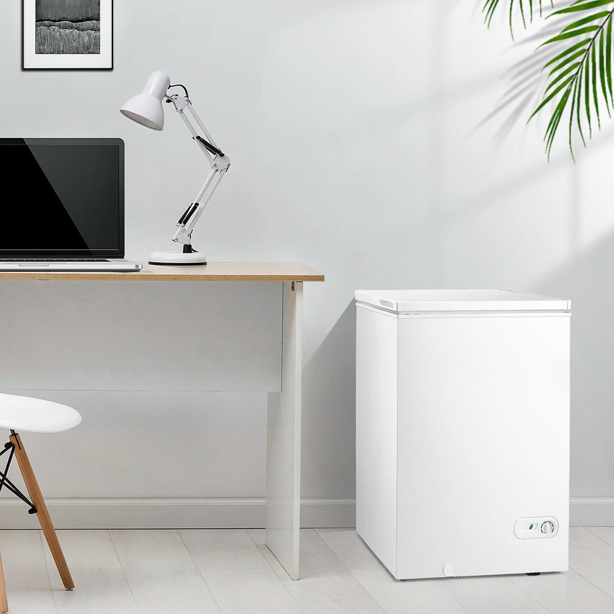 Moifoi 3.5 Cu.ft Chest Freezer w/ Removable Storage Basket & Top Open Door, Energy Saving, White