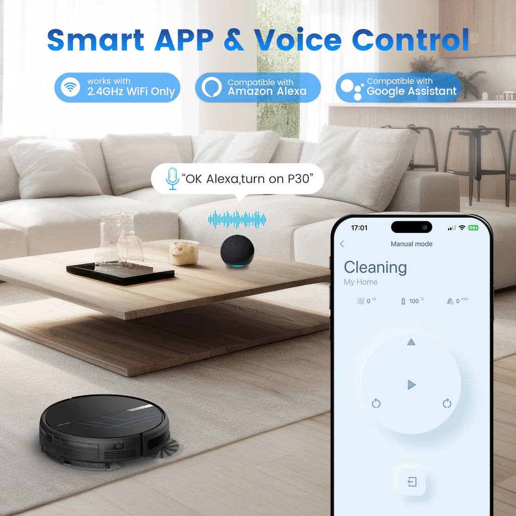 AIRROBO P30  3 in 1 Robot Vacuum and Mop Cleaner with App Control,2 in 1 Tank for Pet Hair,Home Mapping