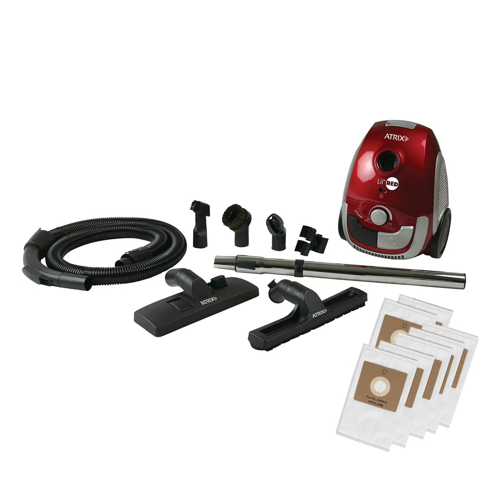 Atrix Red Lil Portable Canister Vacuum w/ 2 Quart HEPA Filter & Variable Speed Motor, Premium Bundle Premium Bundle Lil Red Vacuum