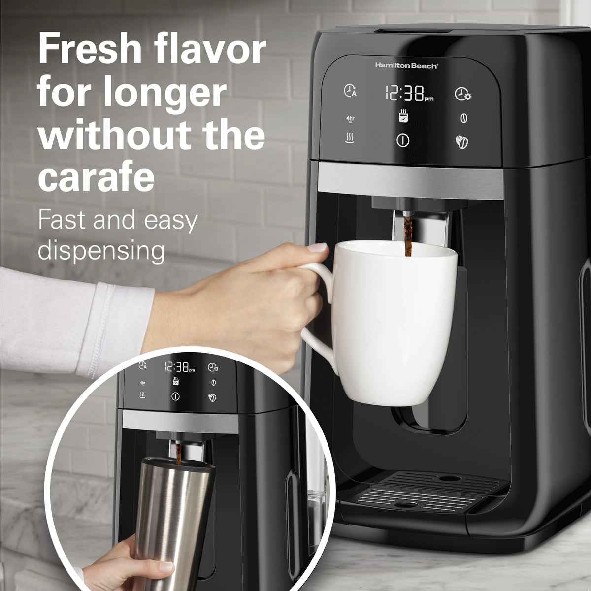 Hamilton Beach One Press 14-Cup Programmable Drip Coffee Maker Machine with Glass Coffee Pot, Black