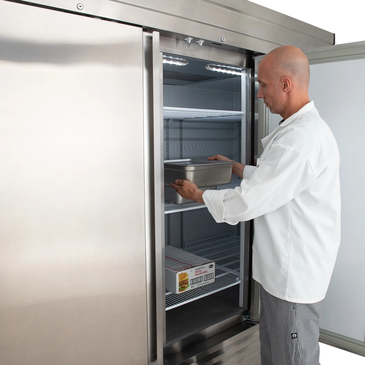 Maxx Cold V-Series 3 Door Reach-In Freezer, Bottom Mount, 81"W, 65 cu. ft. Storage Capacity, in Stainless Steel (MVF-72FDHC)