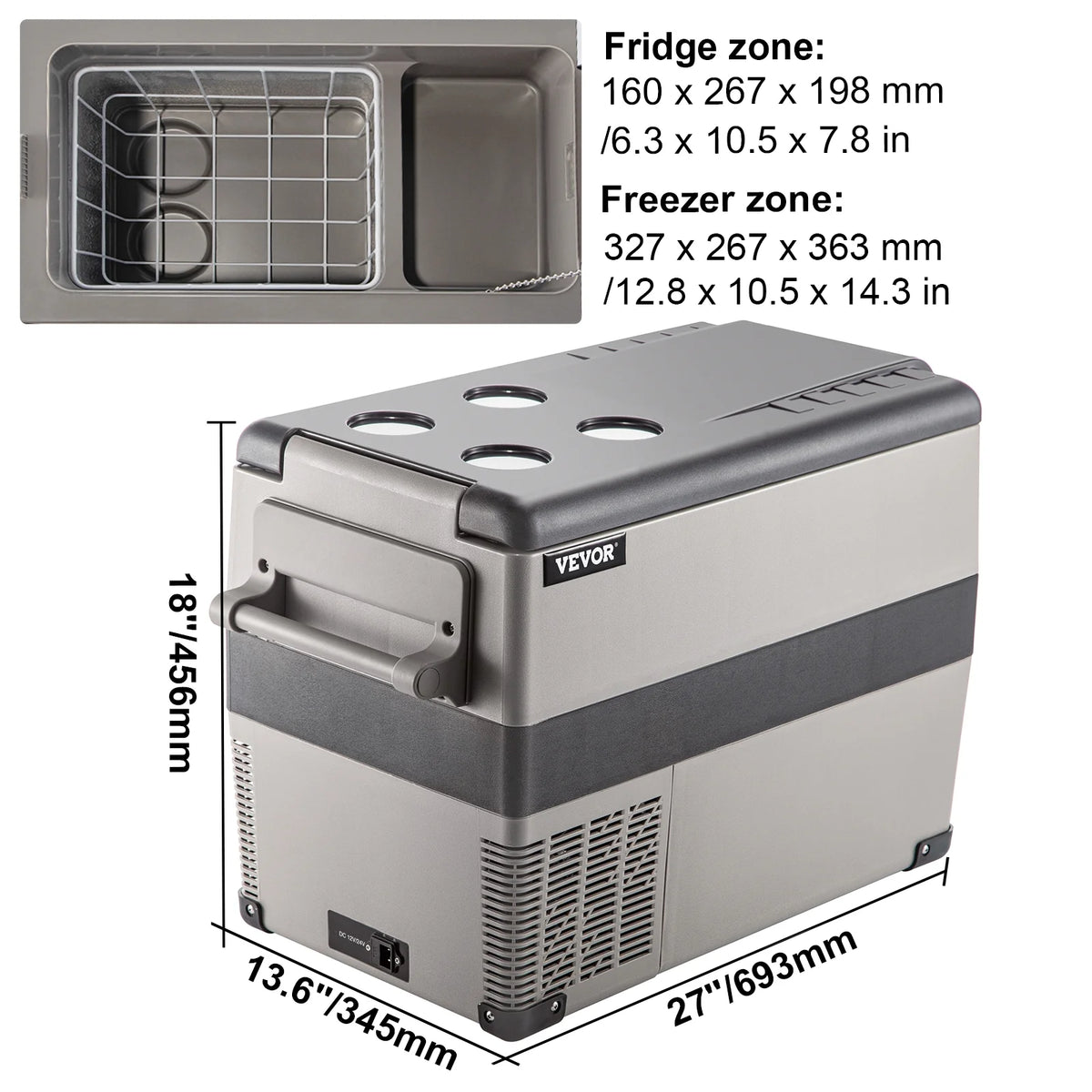 BENTISM 22L Portable Car Refrigerator, 23 Quart RV Fridge, 12/24V DC & 110-240V AC Vehicle Car Truck Boat Mini Electric Cooler for Driving Travel Fishing Outdoor and Home Use