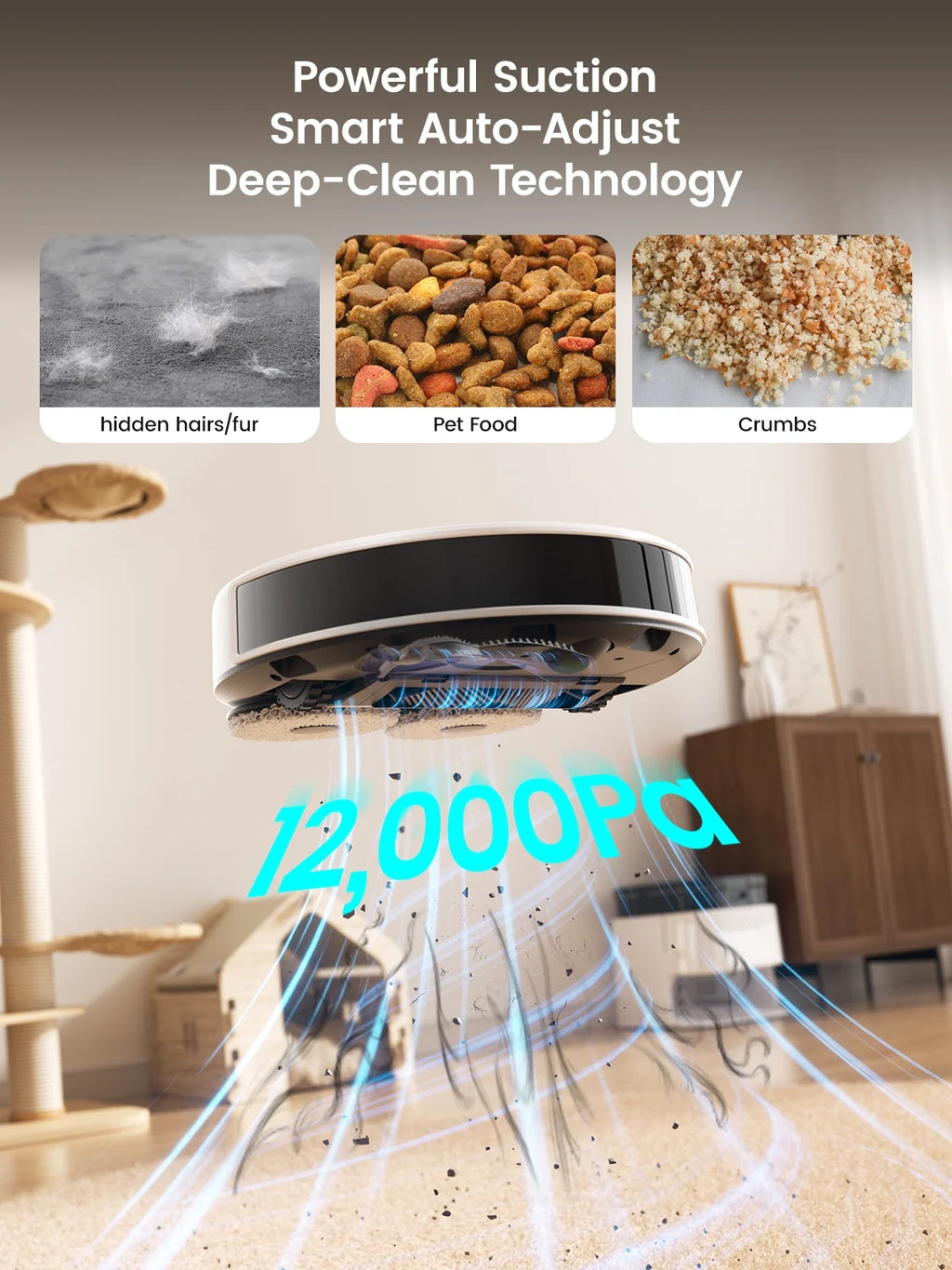 Lefant M3 Robot Vacuum and Mop, 12,000Pa Suction, All-in-One Base Station, Anti-Tangle Brushes & Dual Spinning Mop, 113��F Hot Water Auto Mop Washing & Cool Air Drying, Self-Emptying & Refilling