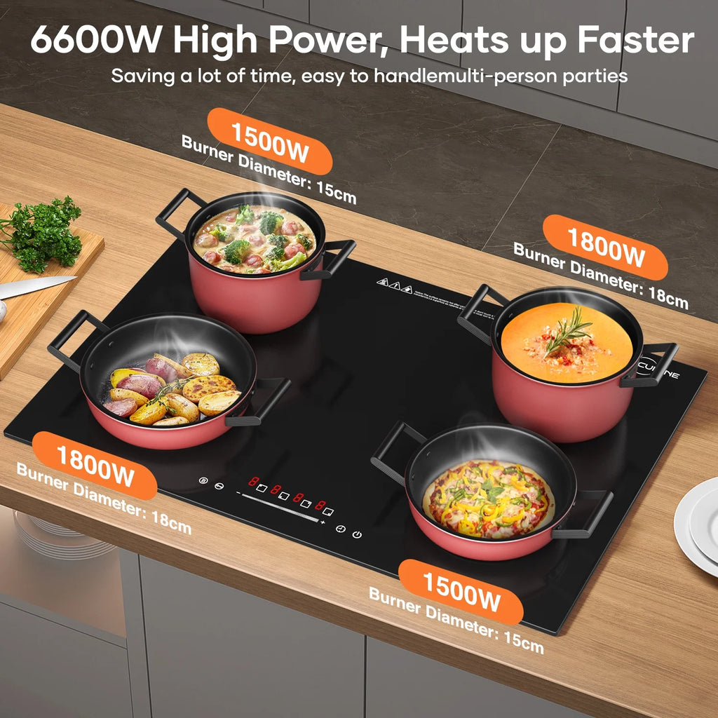VoltCuisine Double/Dual Induction Cooktop 2 Burner, Shatter-proof Flat Glass Top, 9 Heat Settings, LED Touch Display with Child Safety Lock & Overheat Protection