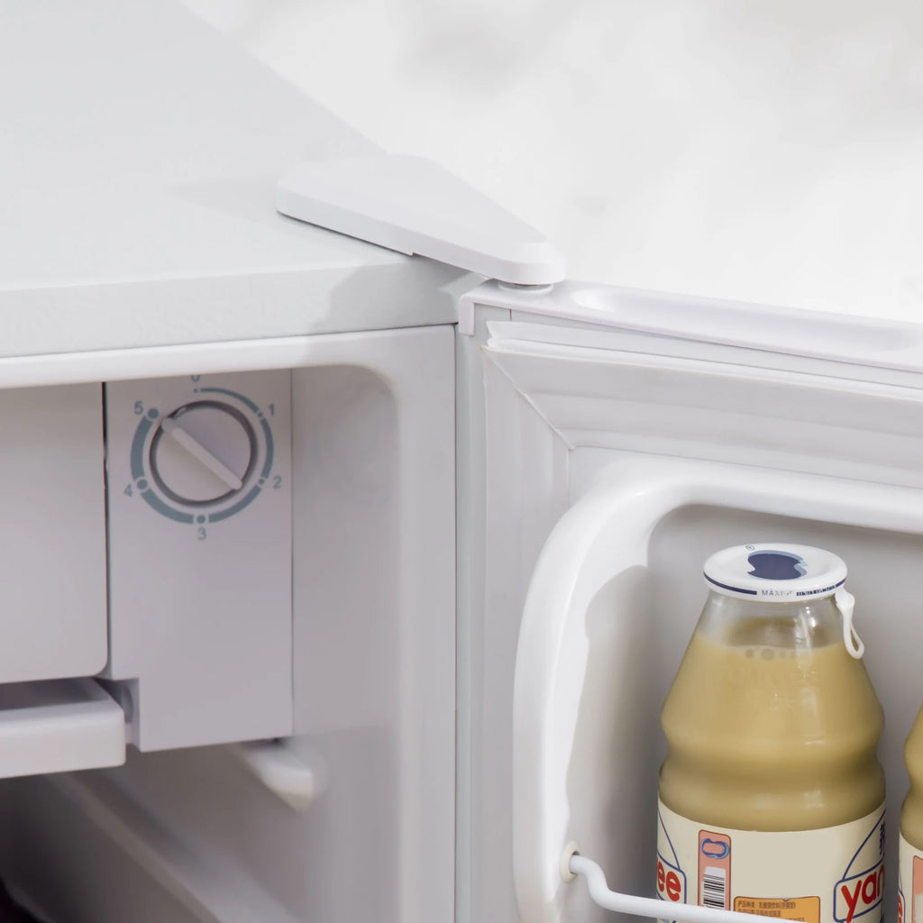 Harper & Bright Designs Double Door Mini Fridge with Freezer, 3.2 Cu.Ft Compact Refrigerator with Adjustable Shelf, Adjustable Thermostat and Reversible Door for Bedroom, Dorm, Home Office, White
