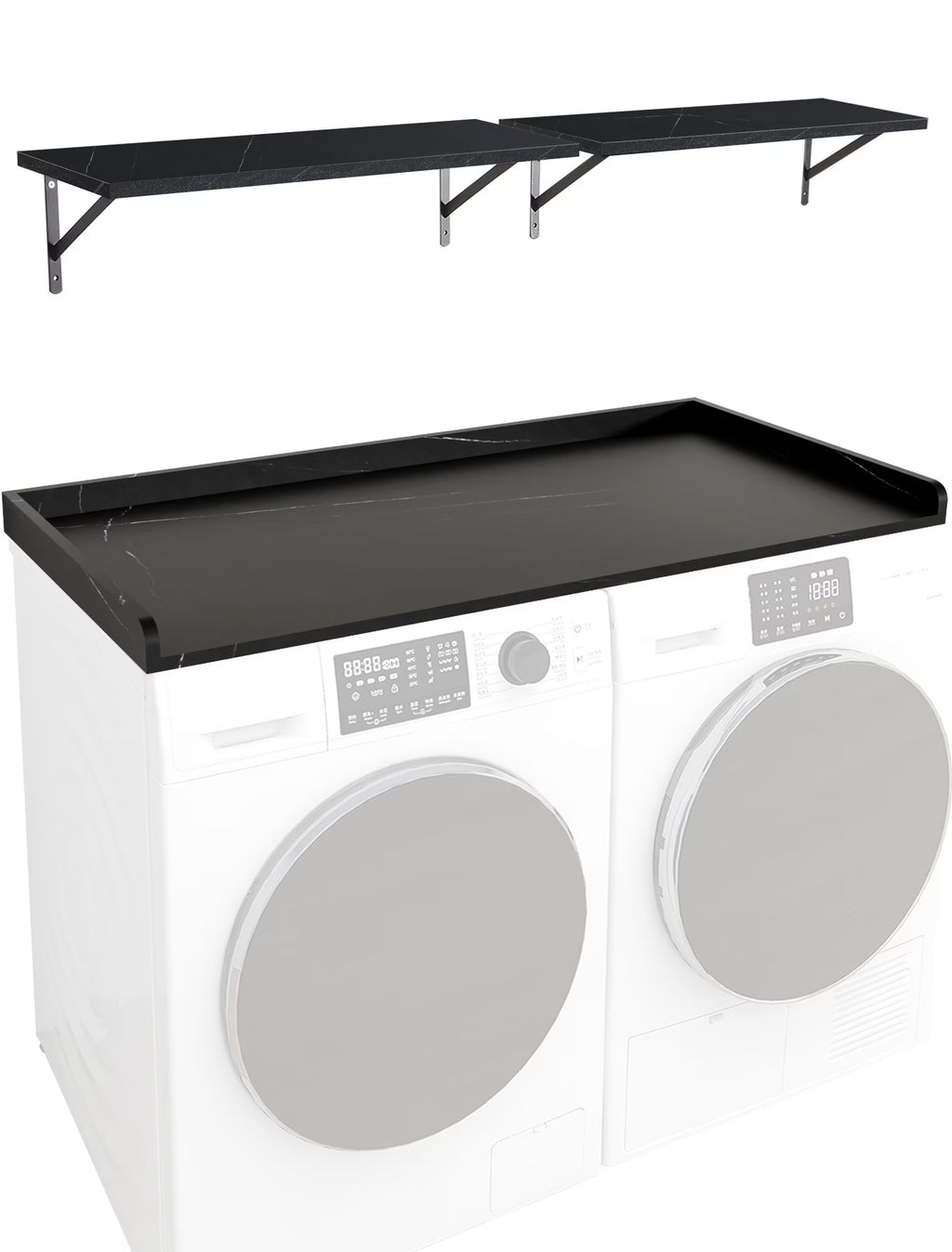 Kaboon Washer Dryer Countertop with Edge Rails, 27.5" x 54", Light Walnut