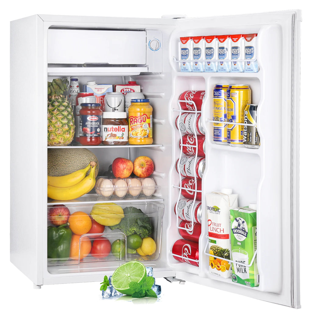 Upstreman 3.2 Cu.Ft. Mini Fridge with Freezer Single Door Small Refrigerator Adjustable Thermostat Compact Fridge with Reversible Door, Low Noise, BR321 Black