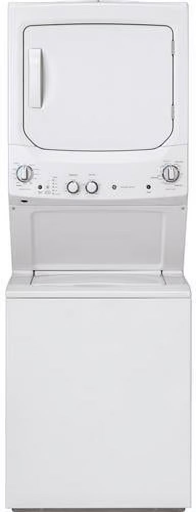 GE GUD27ESSMWW Unitized Spacemaker 3.8 Washer with Stainless Steel Basket and 5.9 Cu. Ft. Capacity Electric Dryer, White