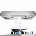 Stainless Steel Range Hood 30 inch Under Cabinet Range Hood 500 CFM with 3 Way Venting Vent Hood