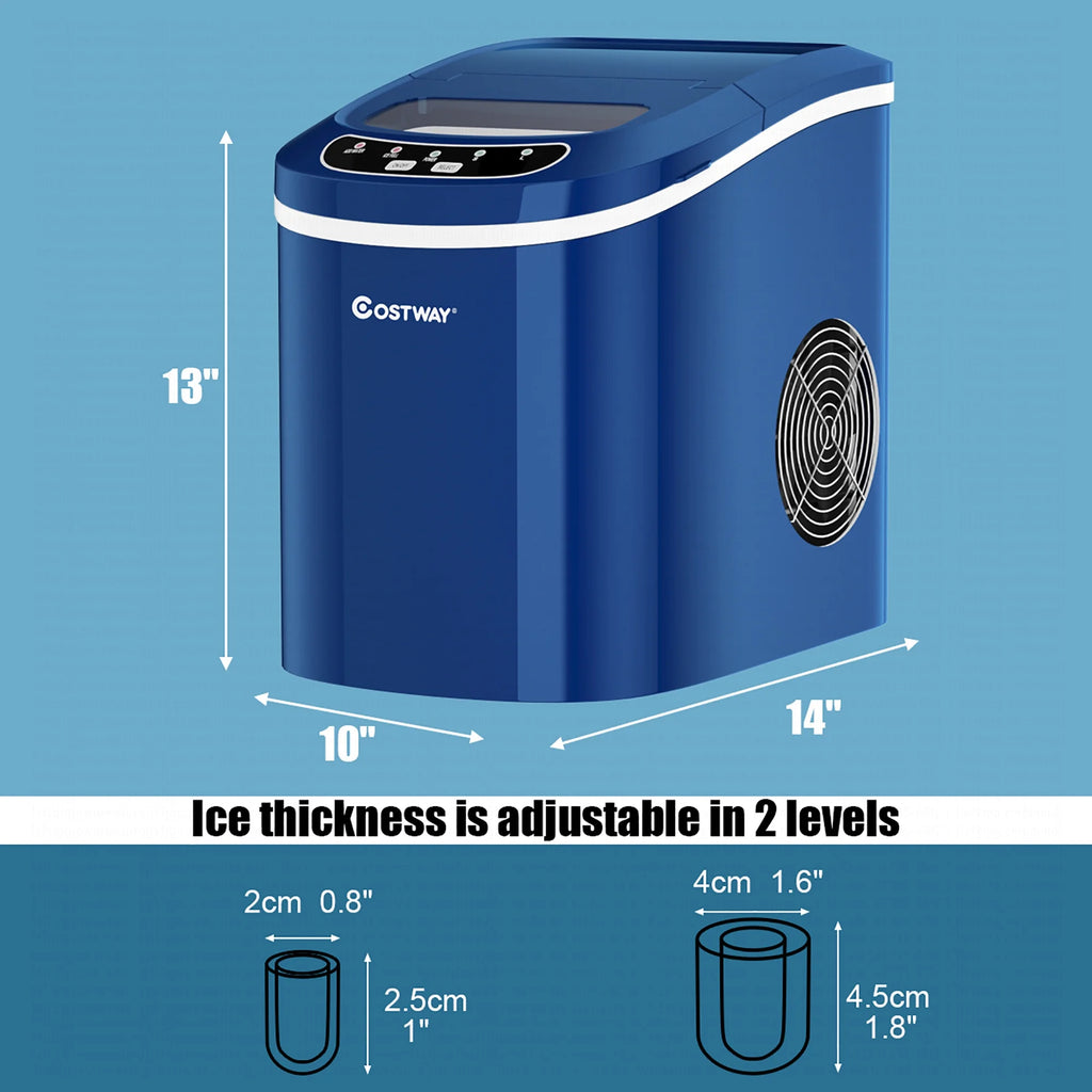 Costway Silver Portable Compact Electric Ice Maker Machine Mini Cube 26lb/Day
