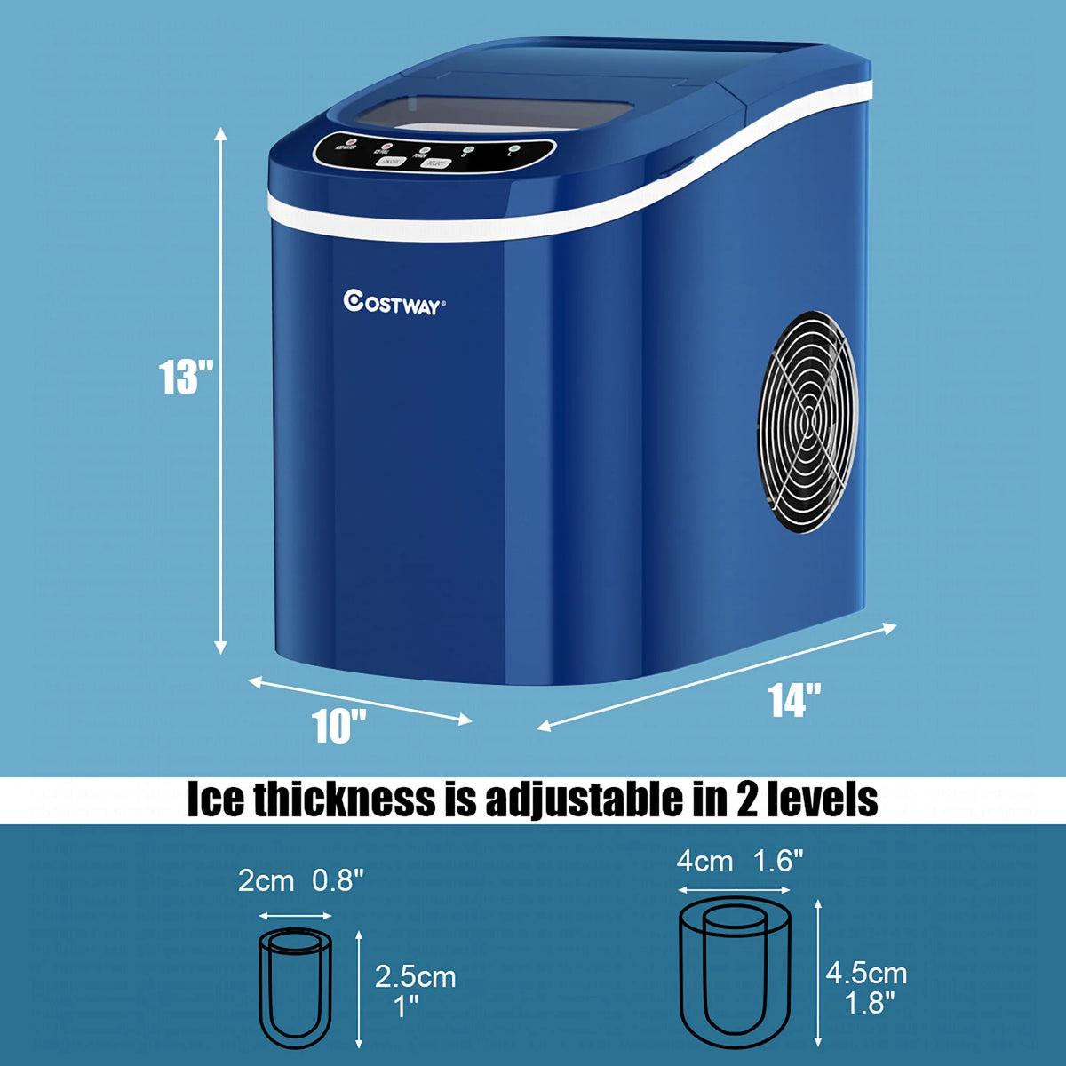 Costway Silver Portable Compact Electric Ice Maker Machine Mini Cube 26lb/Day