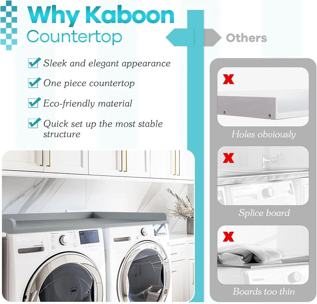 Kaboon Melamine Washer Dryer Countertop with Edge Rails �C Laundry Room Organization
